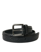Dolce & Gabbana Black Exotic Leather Silver Metal Buckle Belt -   -  Dolce & Gabbana.